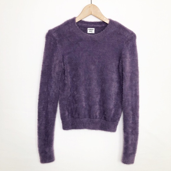 Sunday best purple eyelash crewneck pullover kitten sweater - Picture 7 of 12